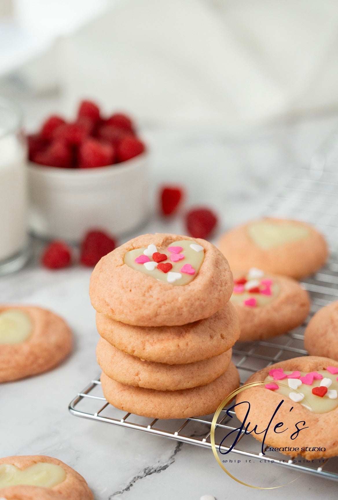 White Chocolate Raspberry Thumbprint cookies (Set 1)