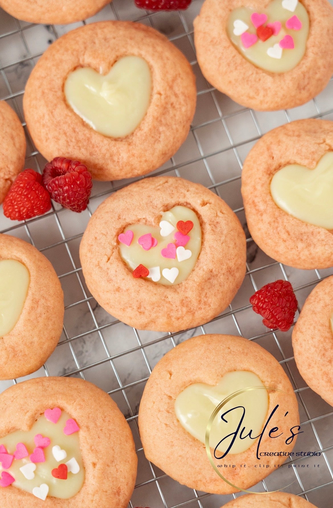 White Chocolate Raspberry Thumbprint cookies (Set 1)