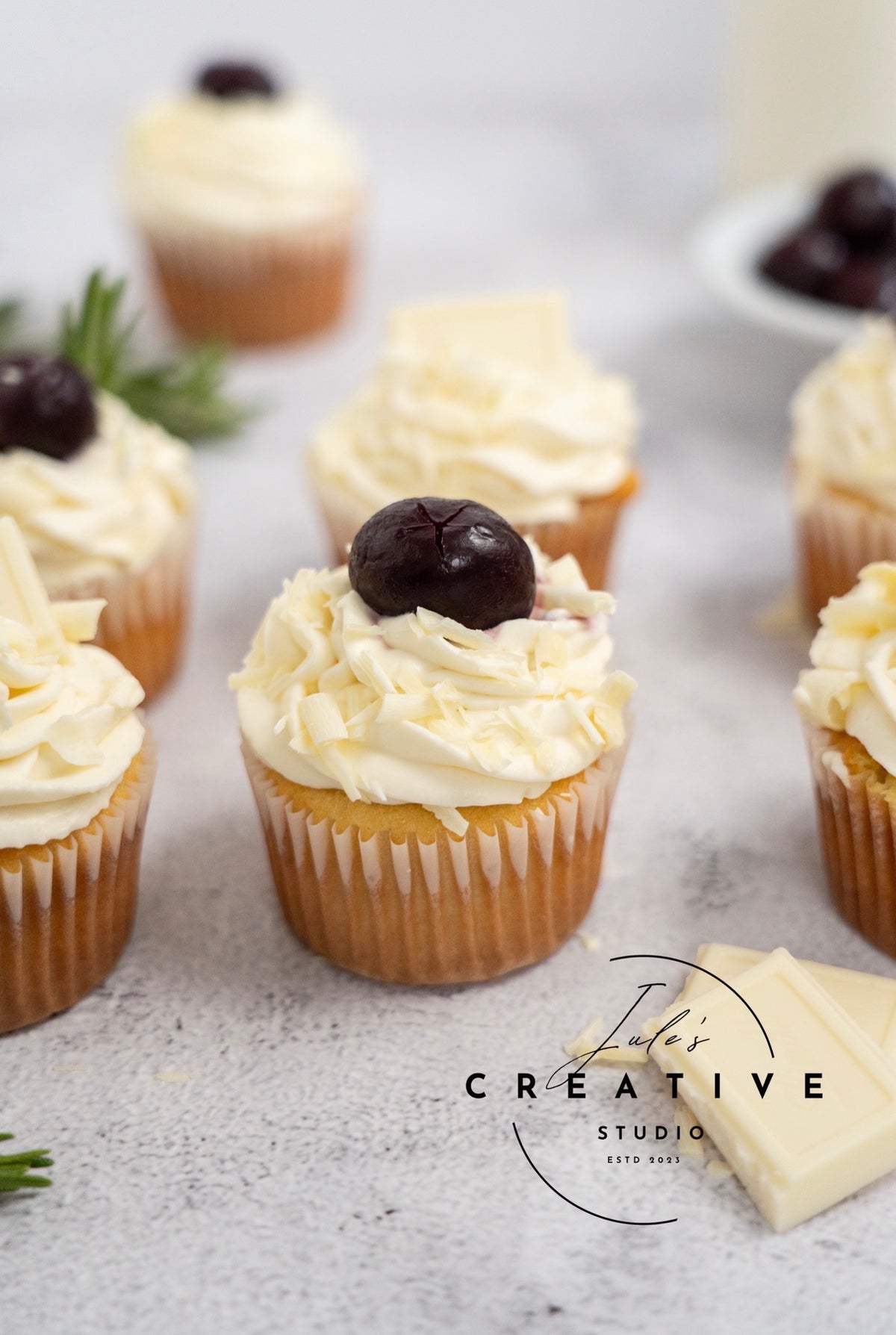 White Chocolate Cherry Cupcakes (Set 2)
