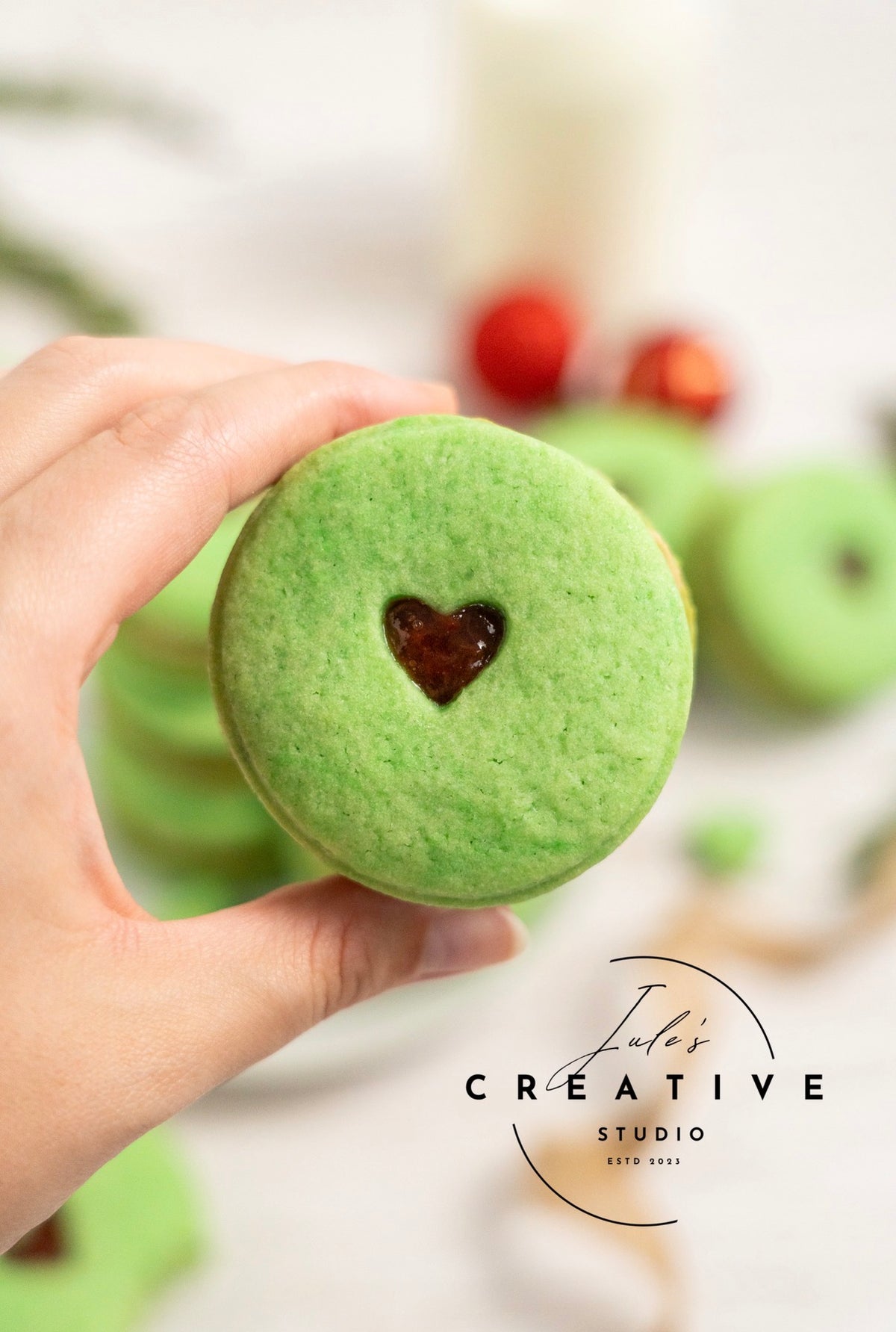 Grinch Themed Pistachio Cookies (Set 1)