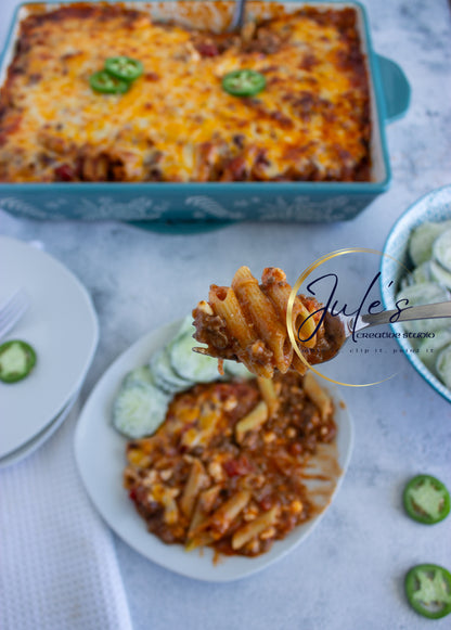 Cheesy Penne Beef Bake