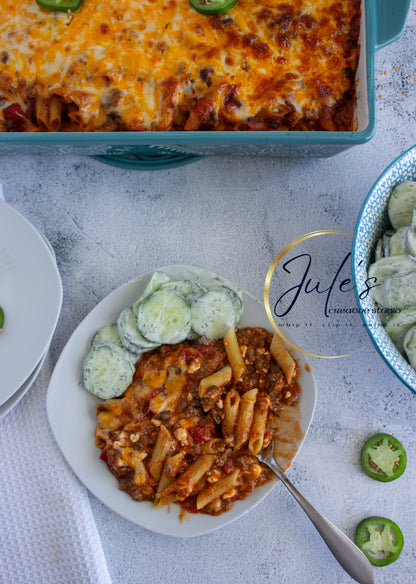 Cheesy Penne Beef Bake