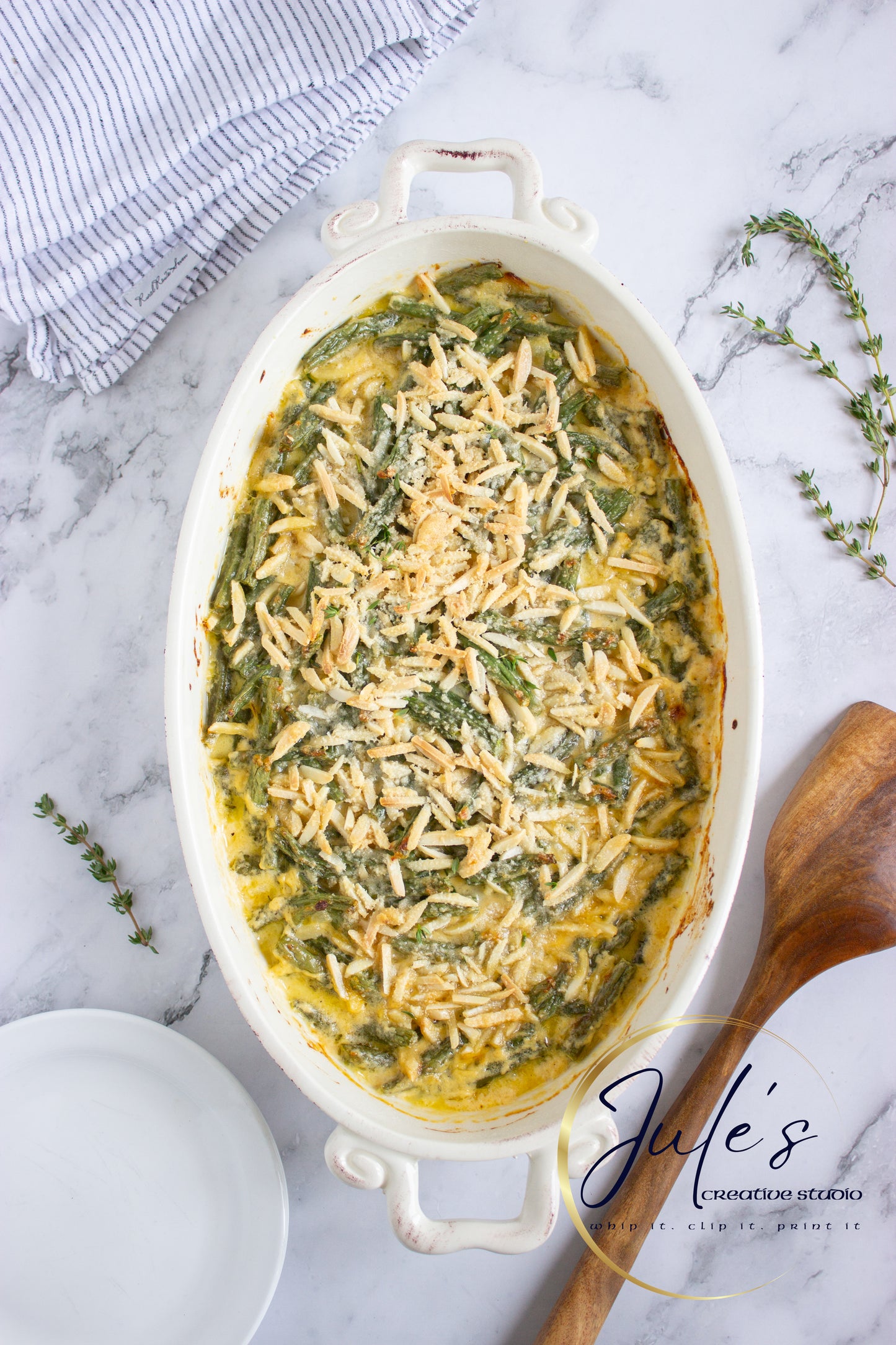Almond Parmesan Green Bean Casserole