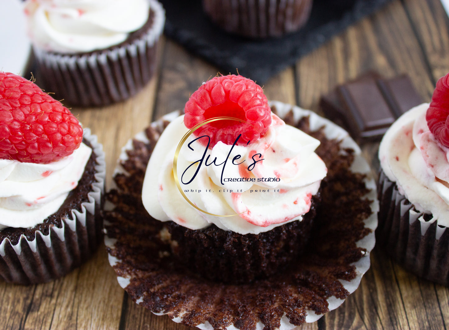 Raspberry Cheesecake stuffed Chocolate Cupcakes. Set 2