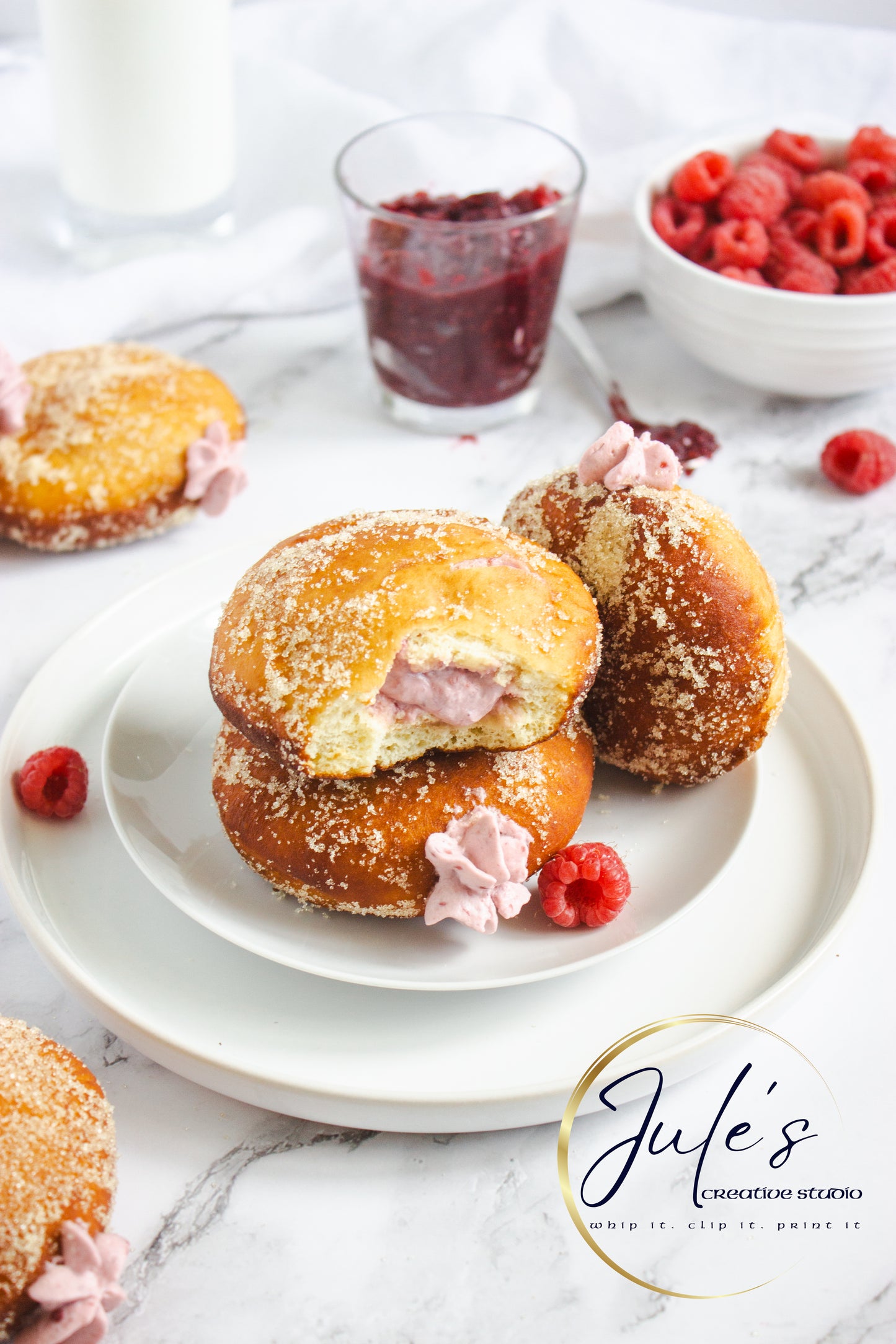 Raspberry Cheesecake Filled Donuts (PLR)