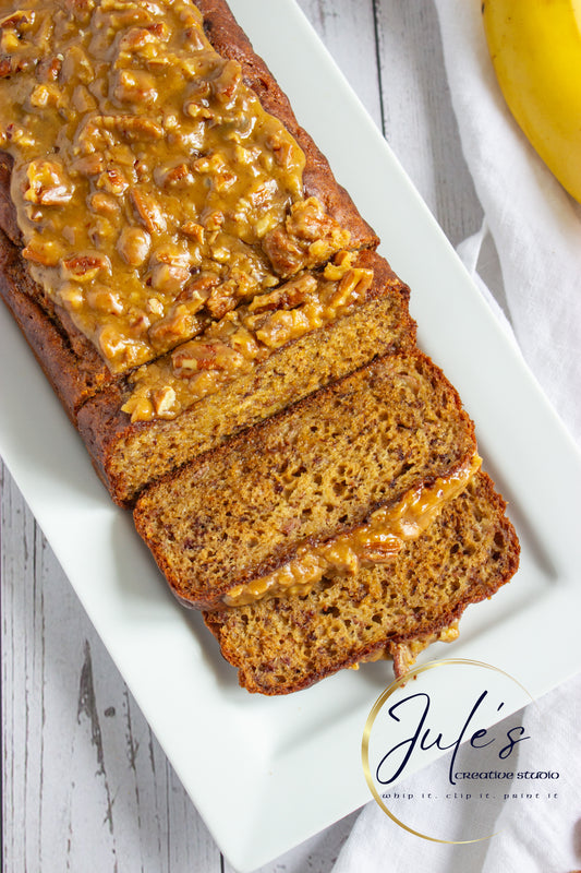 Greek Yogurt Banana Bread with Brown Sugar Pecan Glaze (Set 2)
