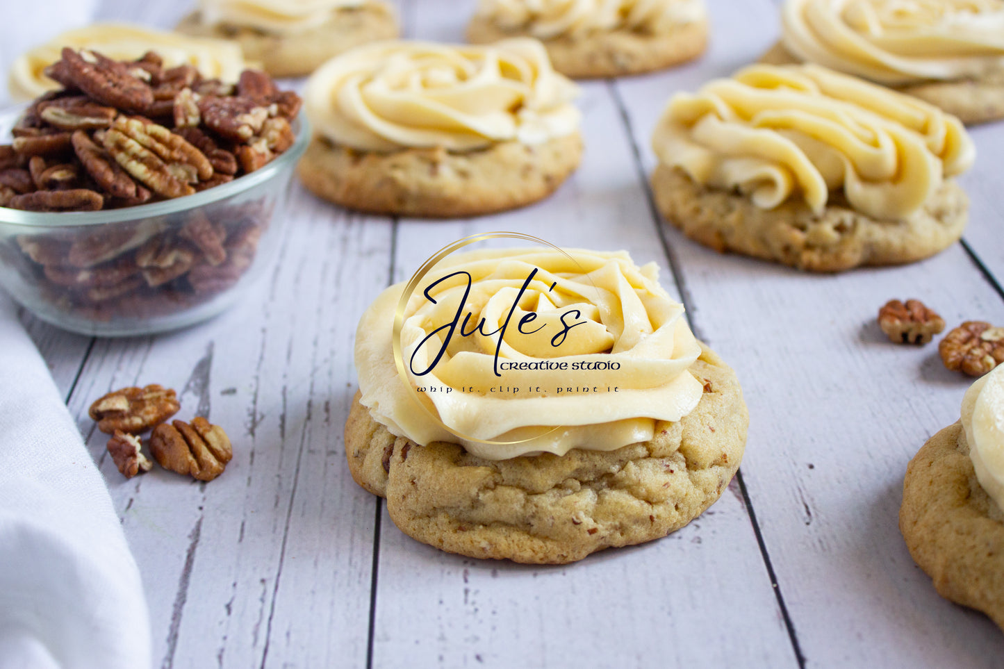 Maple Pecan Cookies with Brown Sugar Frosting