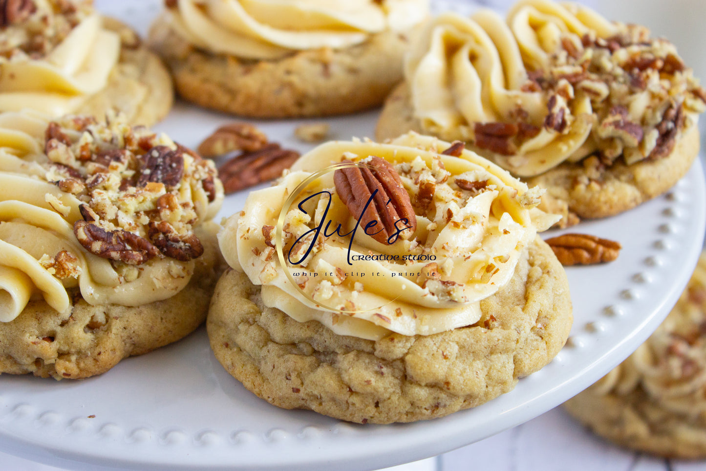 Maple Pecan Cookies with Brown Sugar Frosting