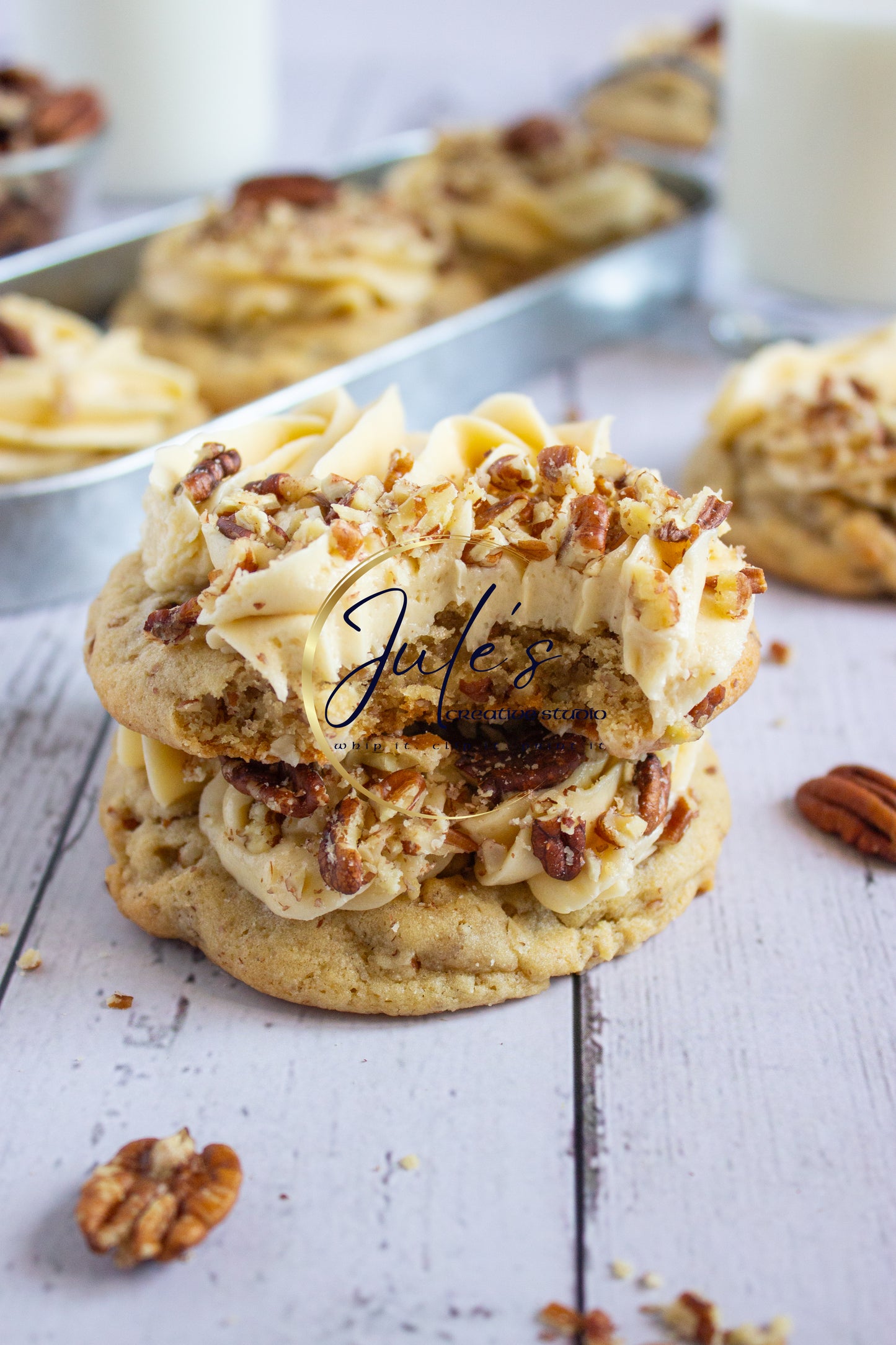 Maple Pecan Cookies with Brown Sugar Frosting