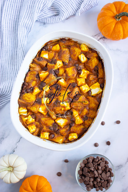 Pumpkin Chocolate Cream Cheese French Toast Bake