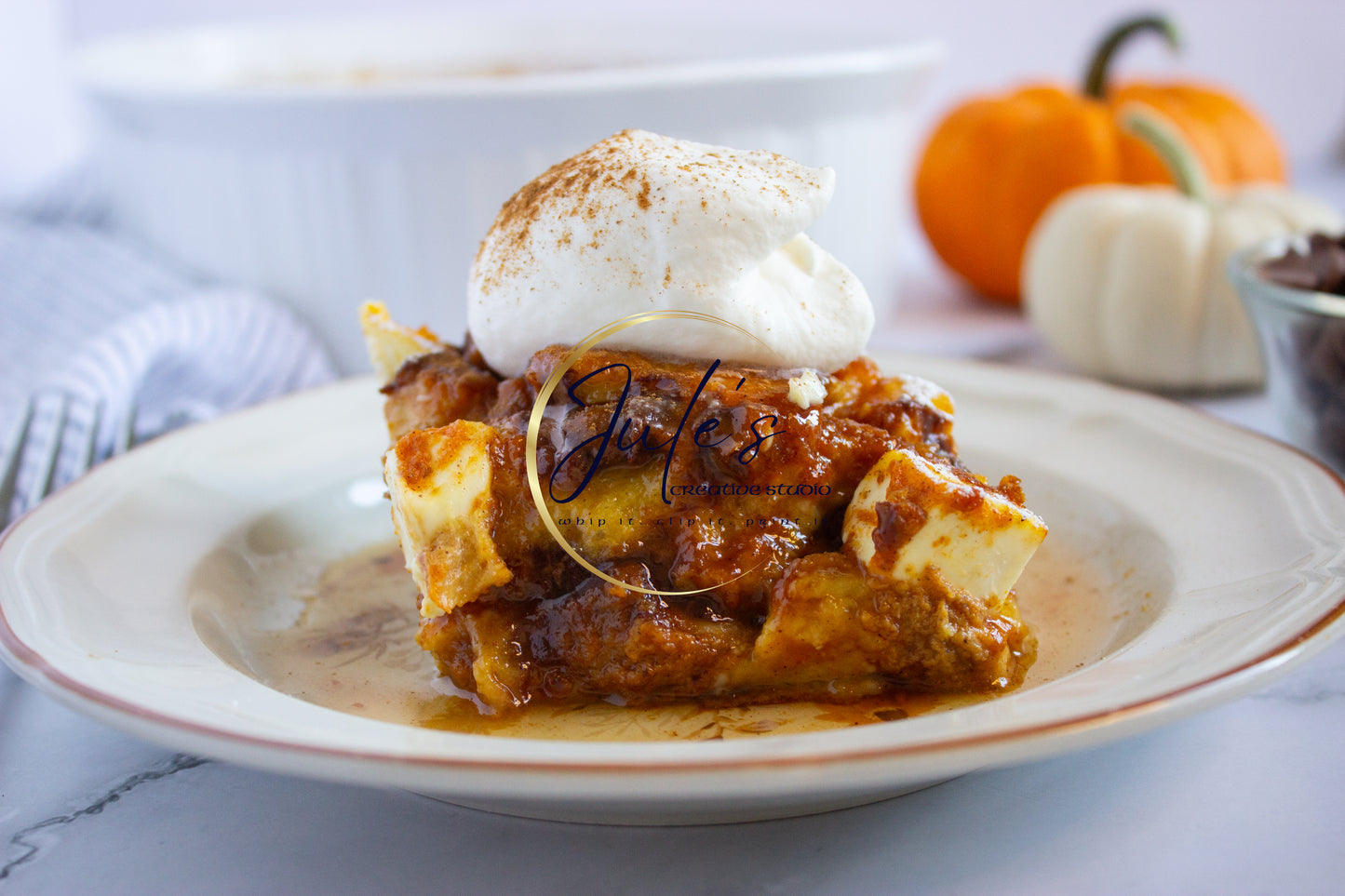 Pumpkin Chocolate Cream Cheese French Toast Bake