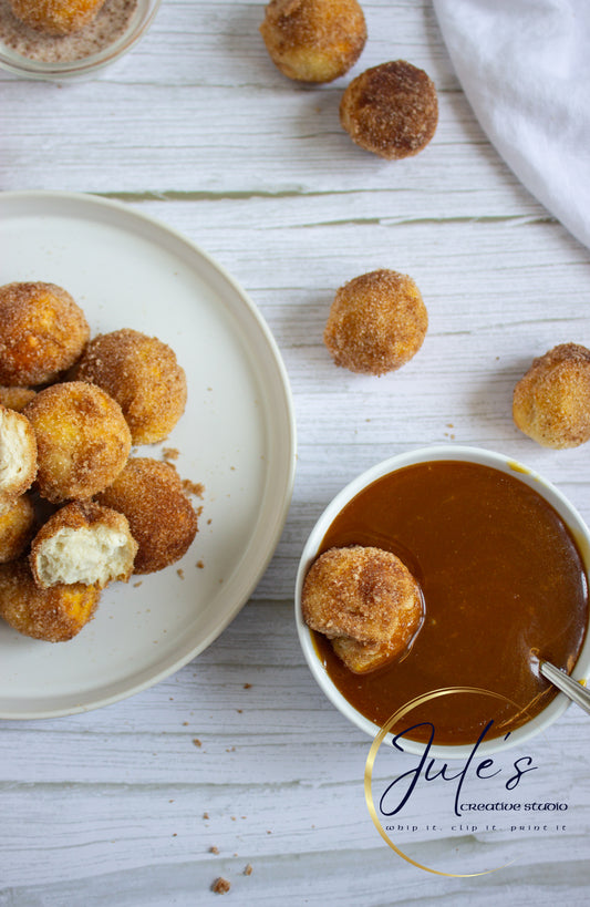 Air Fryer Churro Donut Holes with Caramel Sauce (Set 3)