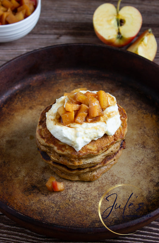 Fluffy Spice Pancakes with Caramel Apple Compote (Set 4)