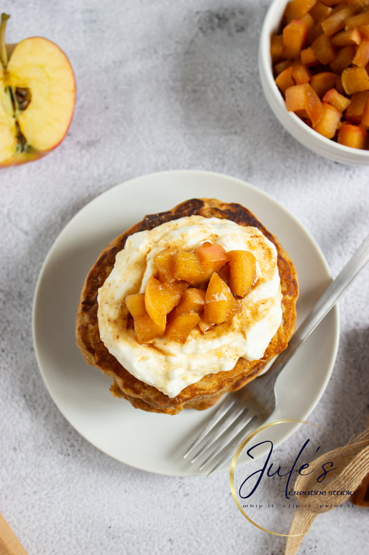 Fluffy Spice Pancakes with Caramel Apple Compote (Set 6)