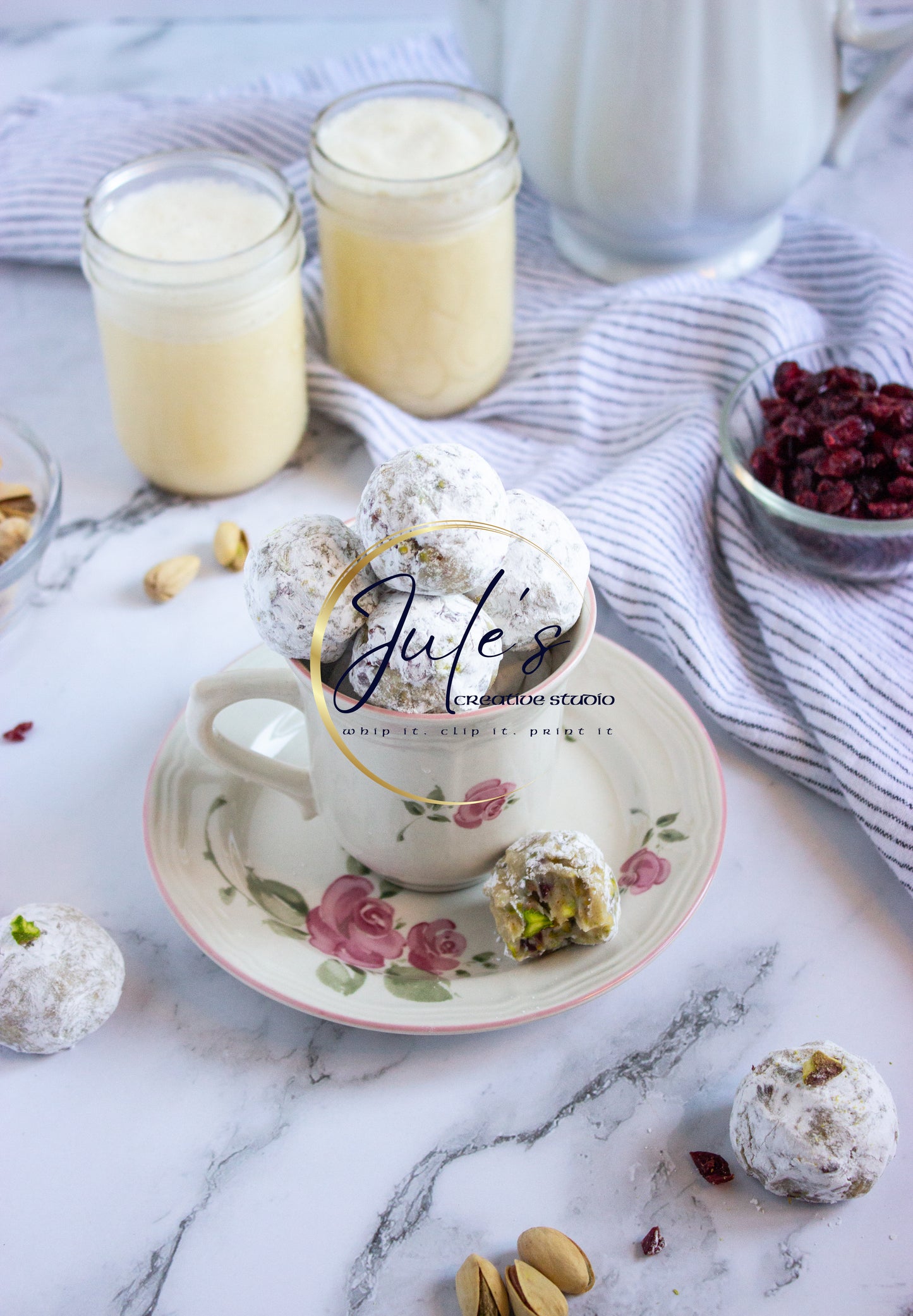 Eggnog Pistachio Cranberry Truffles (set 1)