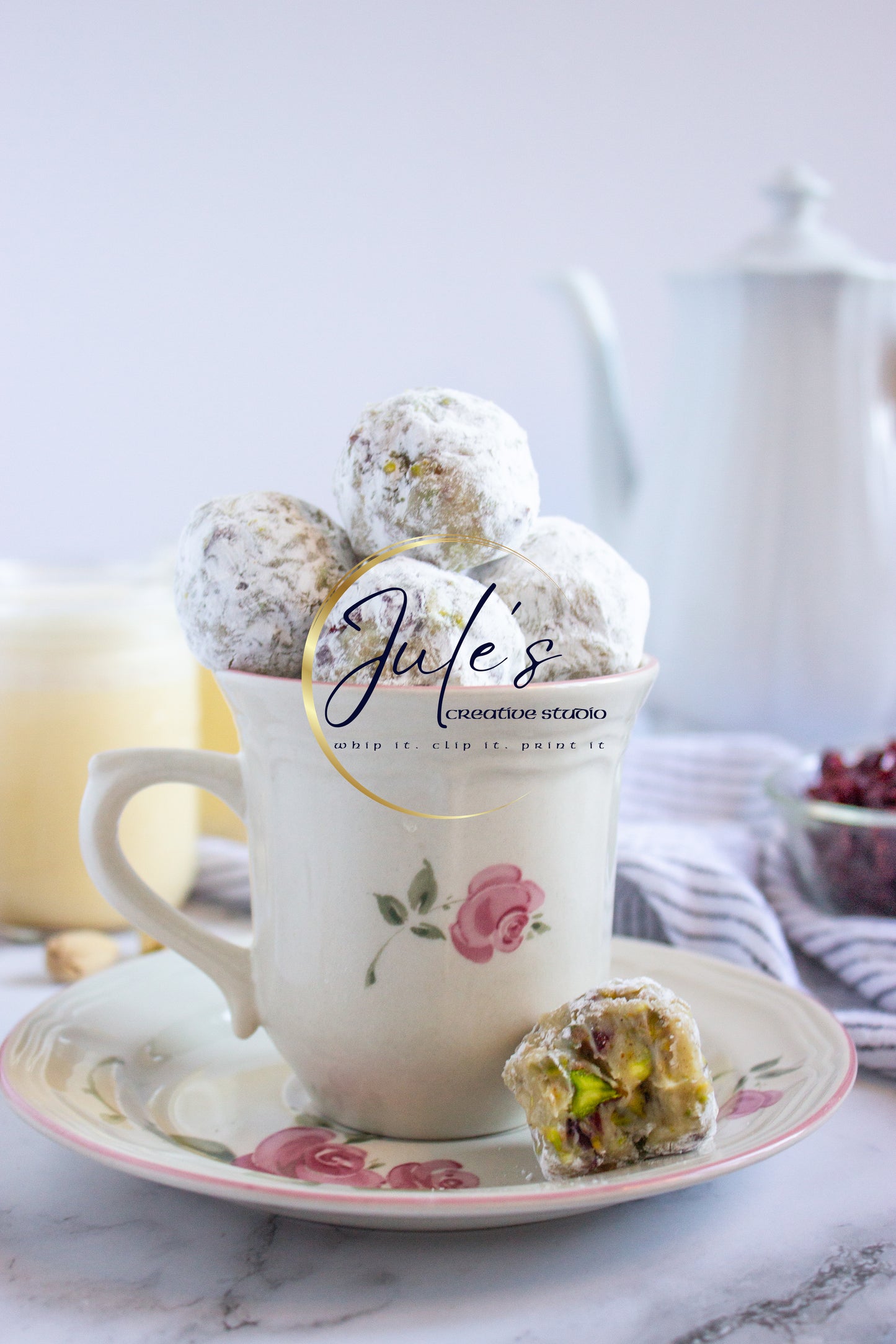 Eggnog Pistachio Cranberry Truffles (set 1)