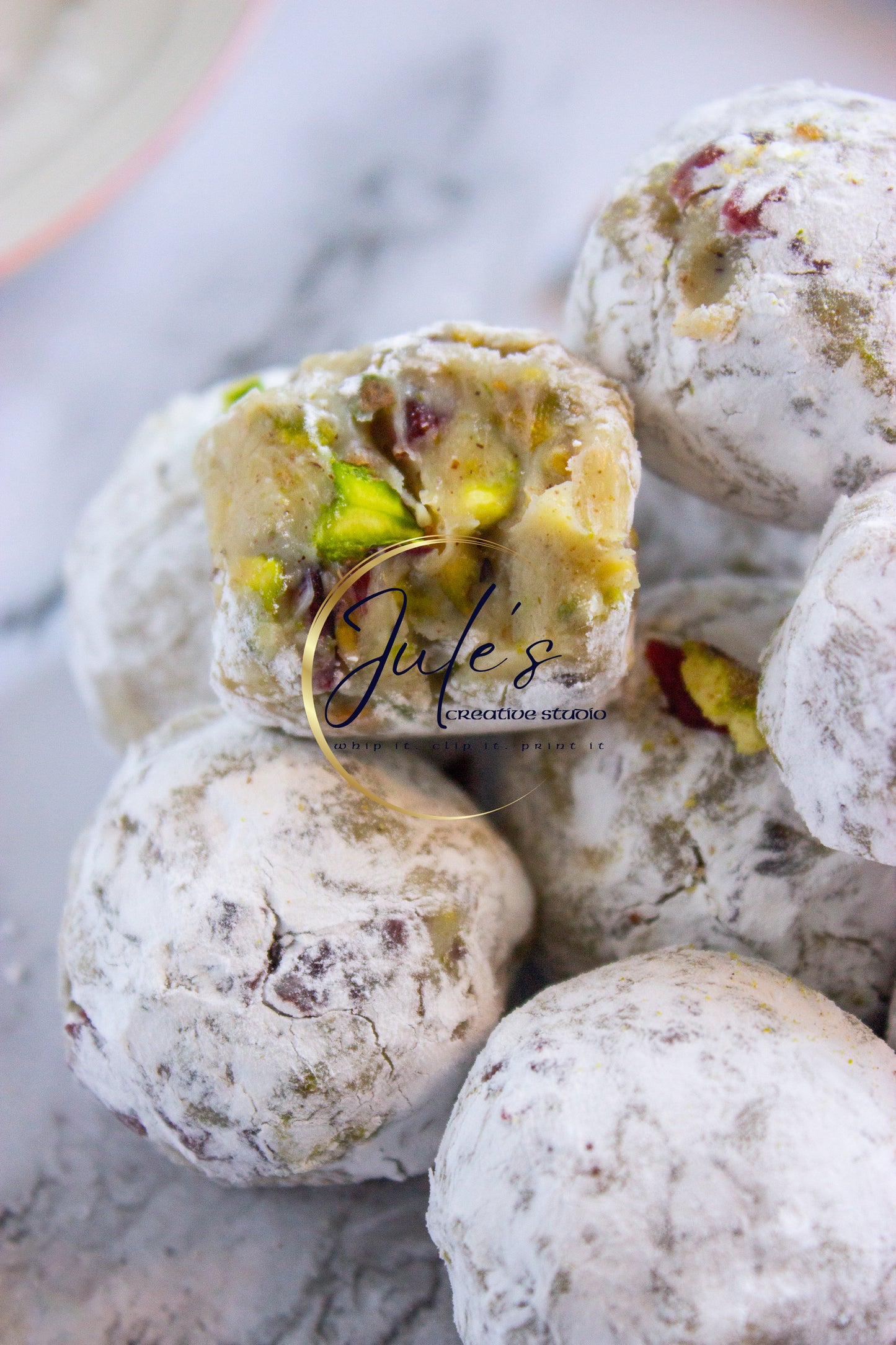 Eggnog Pistachio Cranberry Truffles (set 1)