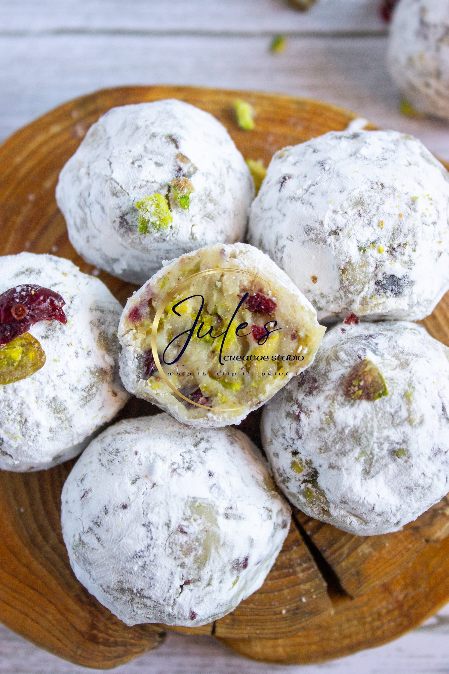 Eggnog Pistachio Cranberry Truffles (set 2)