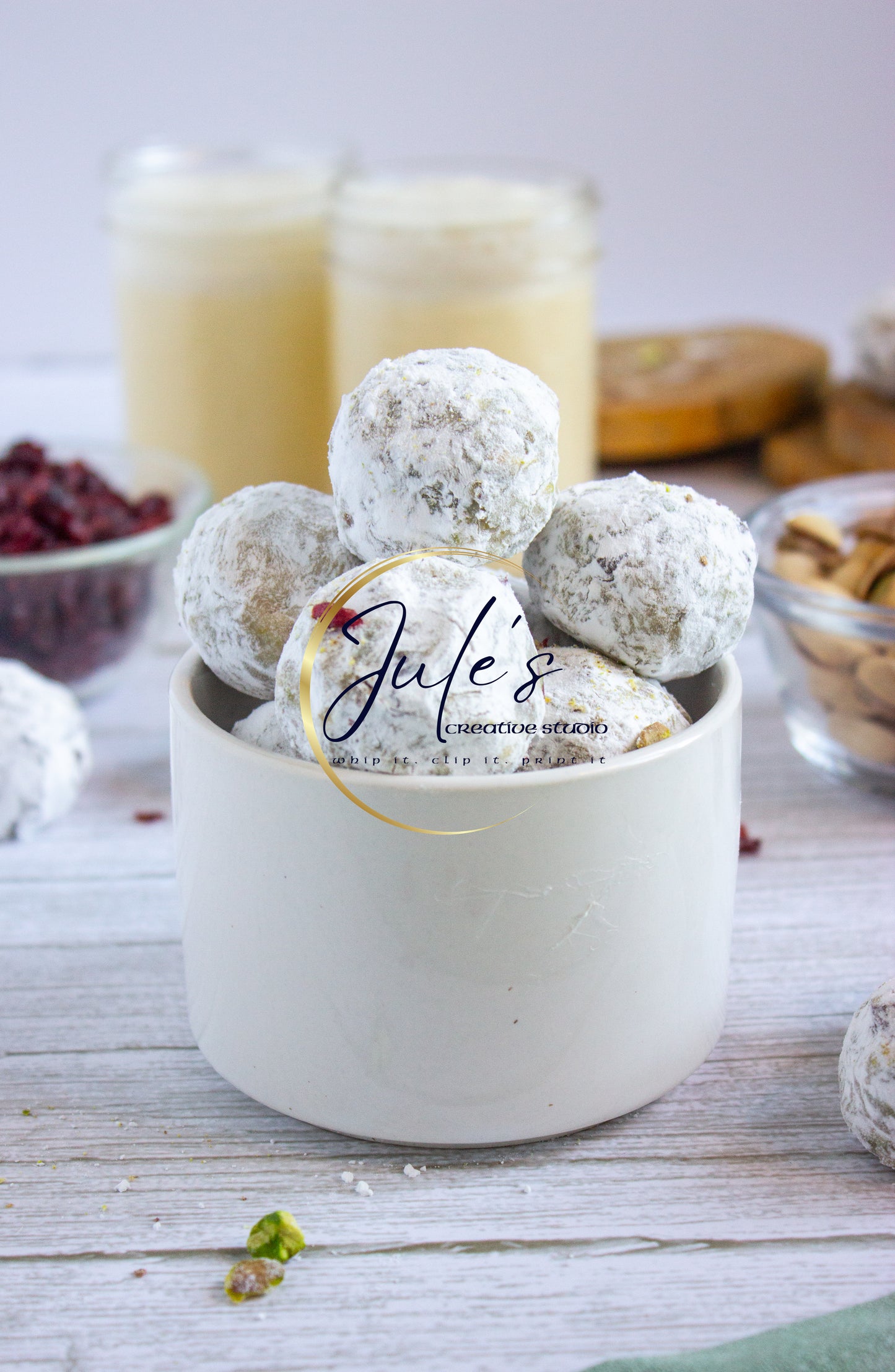 Eggnog Pistachio Cranberry Truffles (set 2)