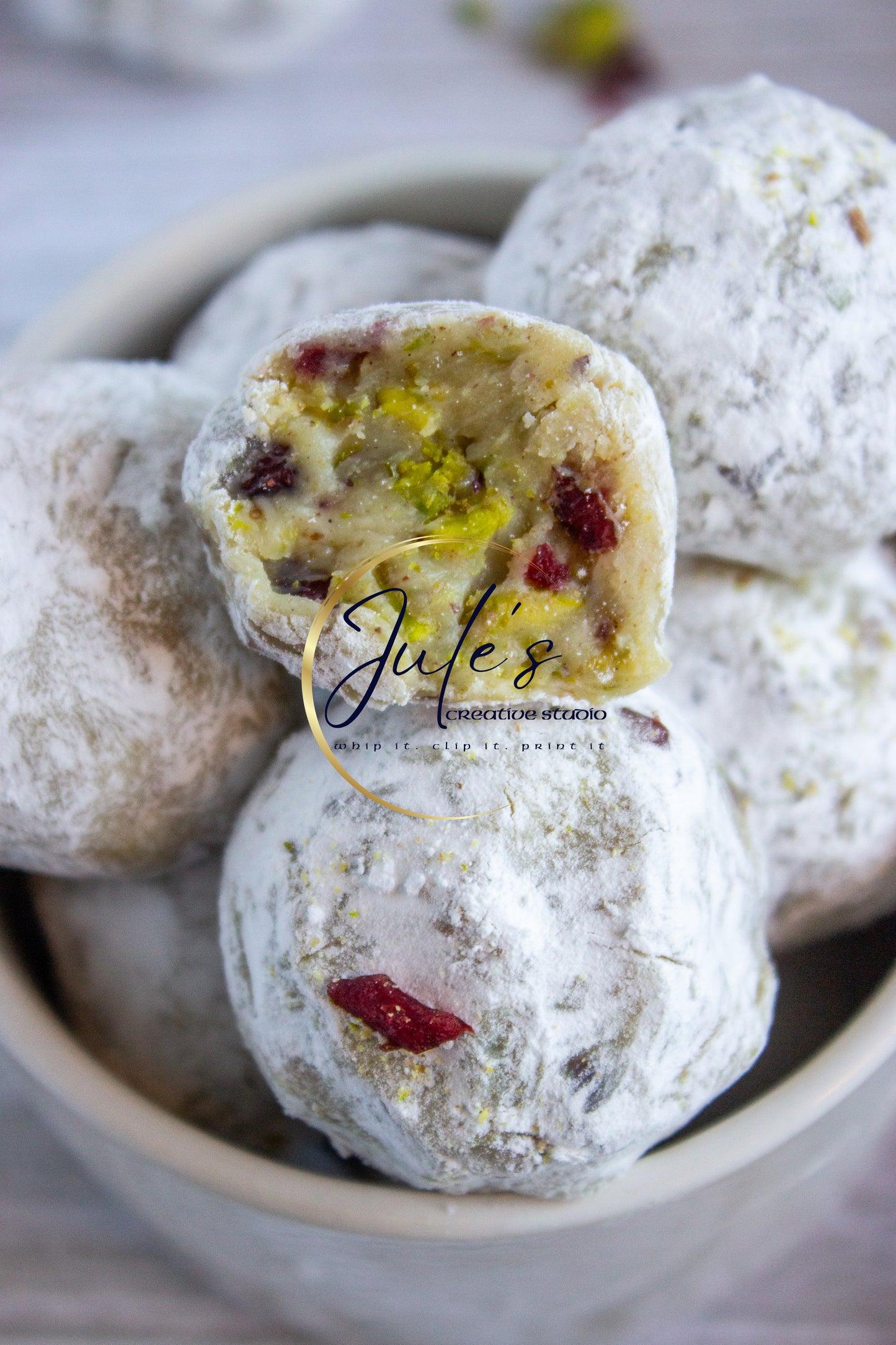 Eggnog Pistachio Cranberry Truffles (set 2)