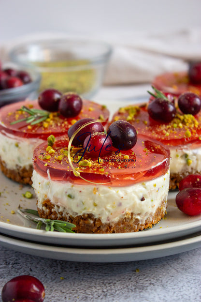 Pistachio Cranberry No-Bake Mini Cheesecakes (Set 4)