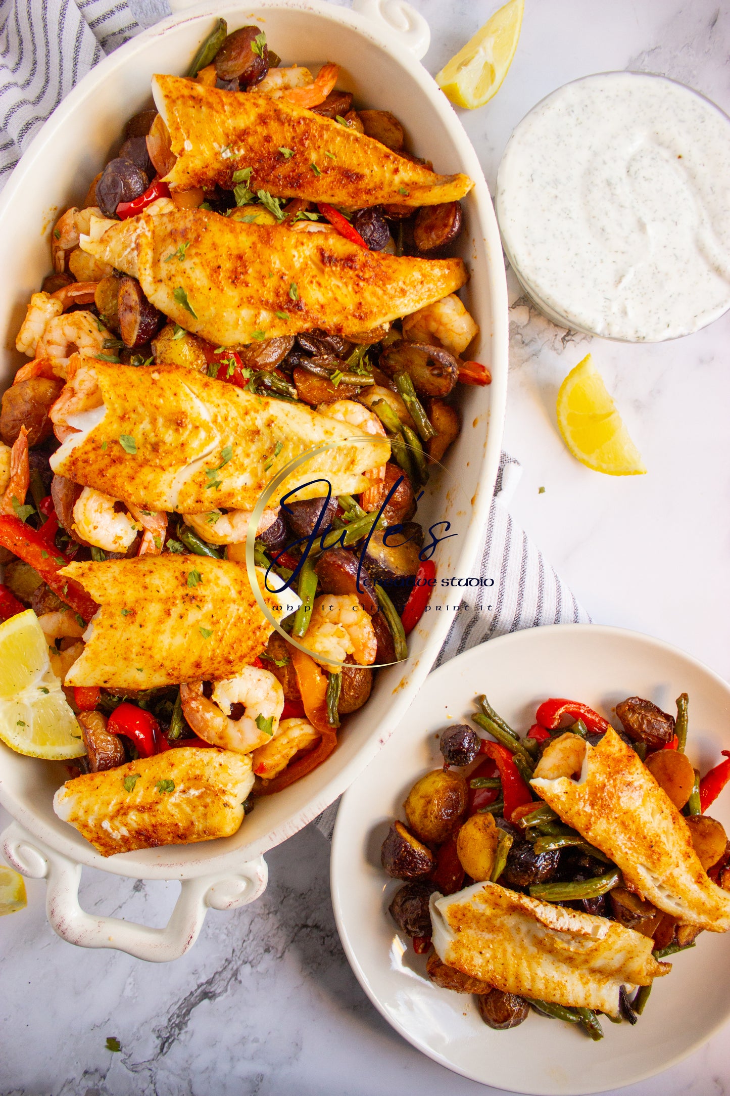 Tilapia and Shrimp Sheet Pan Dinner