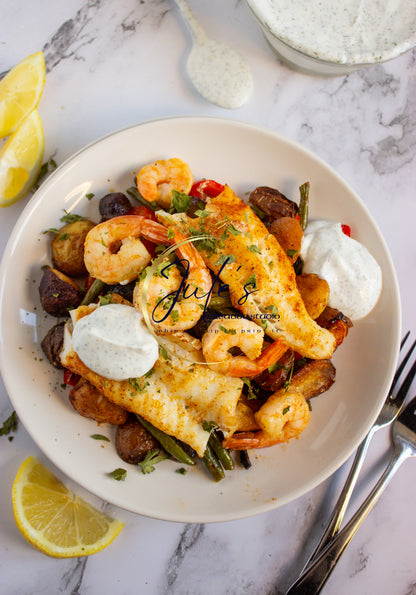 Tilapia and Shrimp Sheet Pan Dinner