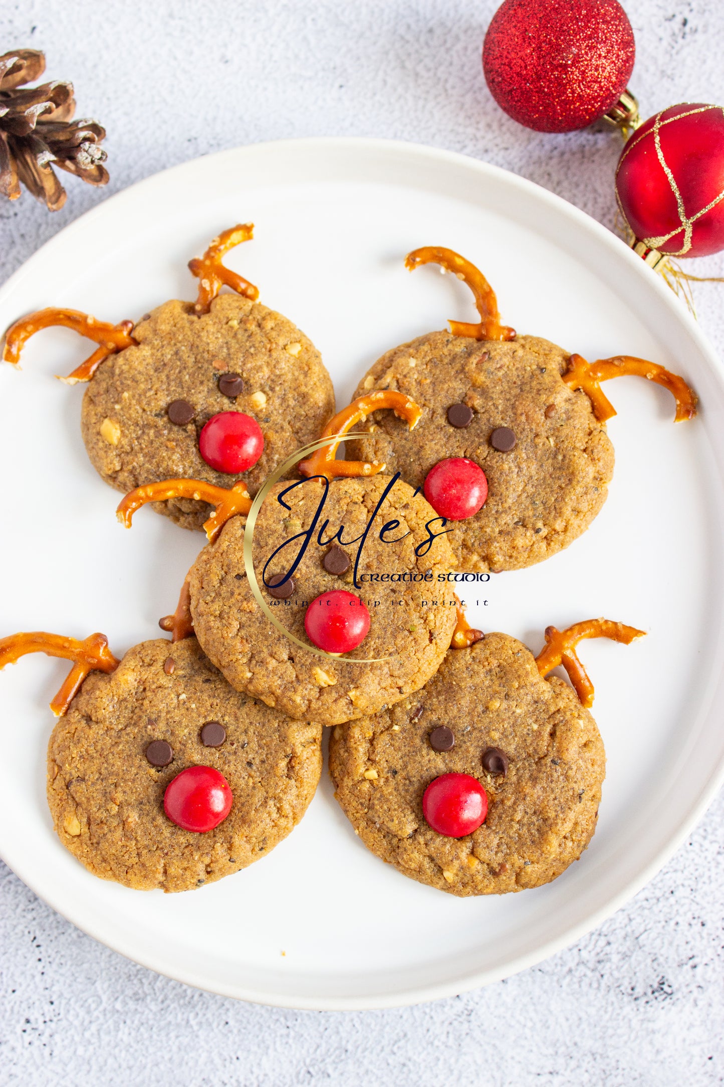 Festive Reindeer Cookies (Set 4)