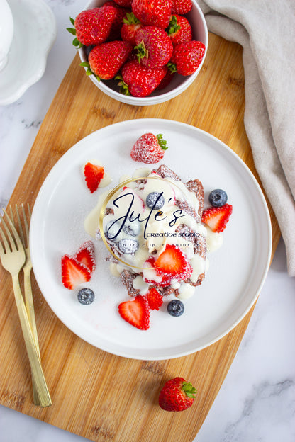 Cheesecake Stuffed Red Velvet Waffles with Cream cheese drizzle. (Set 1)