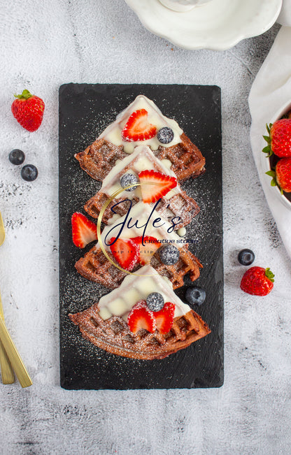 Cheesecake stuffed Red Velvet Waffles with Cream Cheese Drizzle (Set 2)