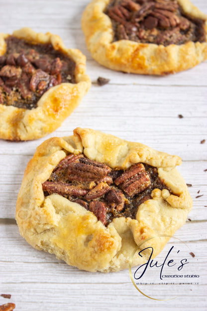 Rustic Chocolate Pecan Tartlets (Set 3)