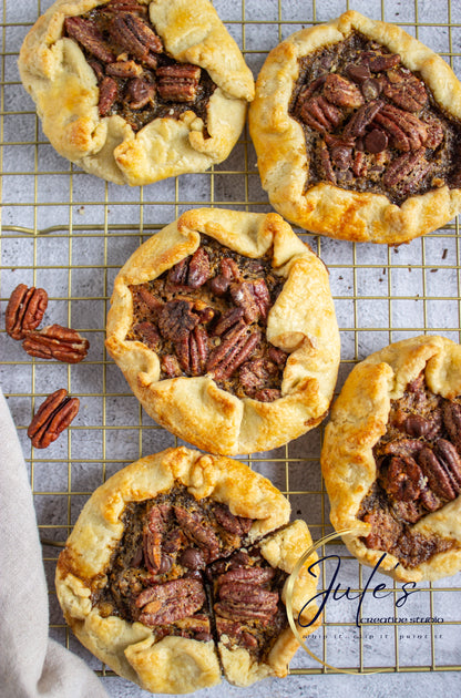 Rustic Chocolate Pecan Tartlets (Set 4)