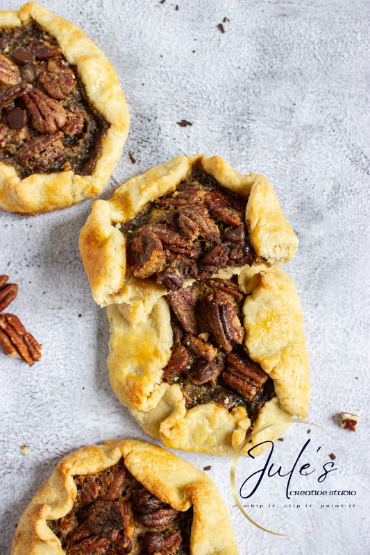 Rustic Chocolate Pecan Tartlets (Set 4)