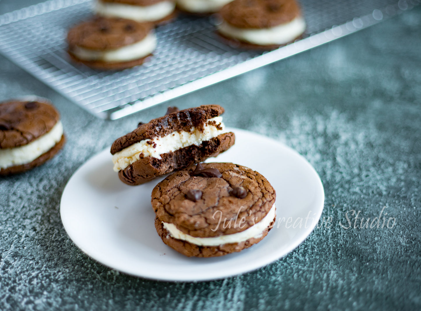 Fudgy Cookie Sandwiches with Salted Caramel Buttercream