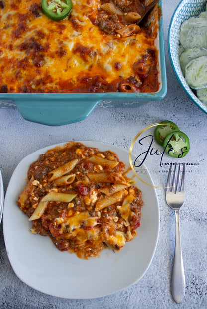 Cheesy Penne Beef Bake